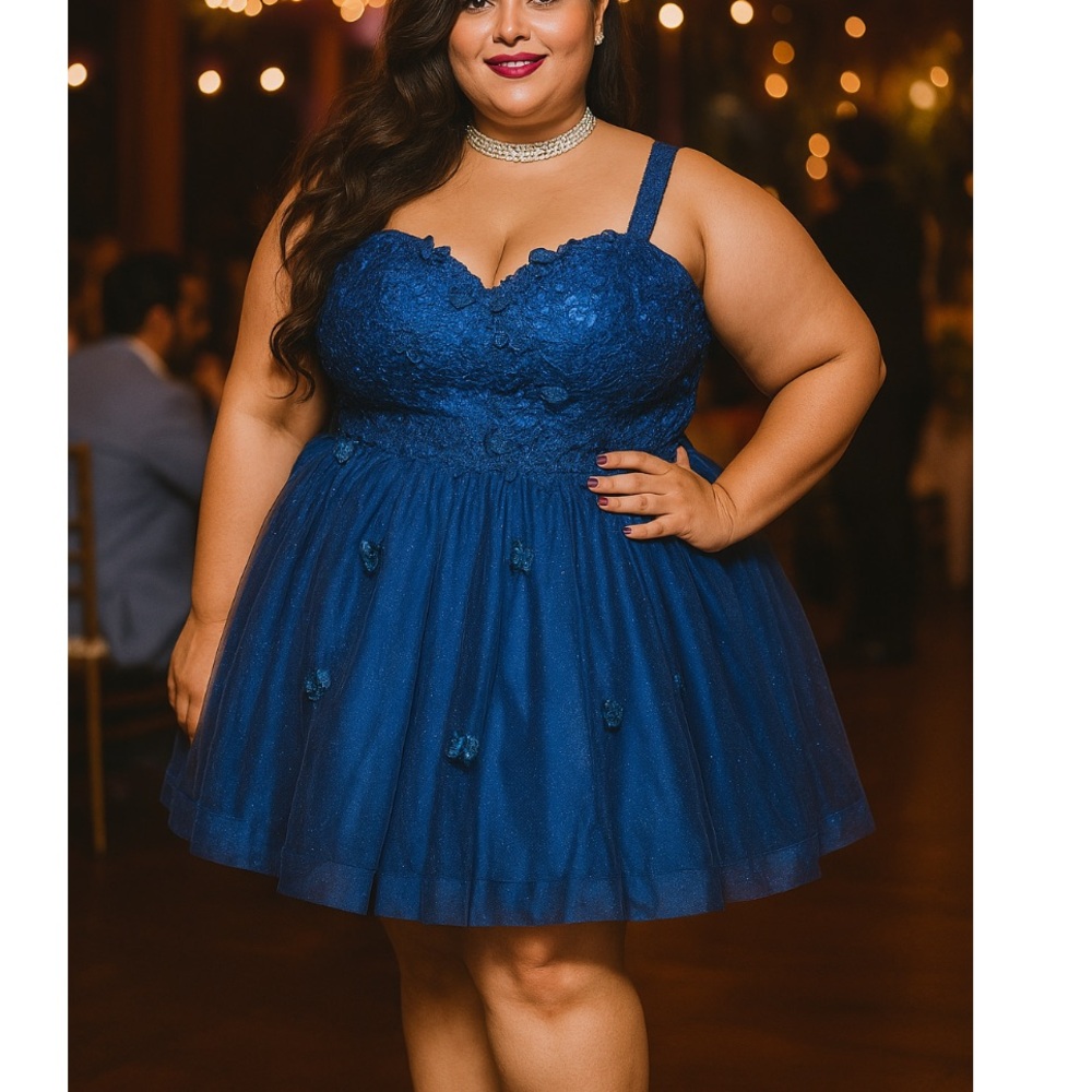 NWT Sequined Corset Fit Flare Tulle Applique Lace Up Dress Prom Plus 20W